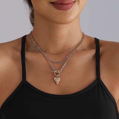 Collier de mode Multi couche, alliage de zinc, Placage de couleur d'or, bijoux de mode & multicouche, plus de couleurs à choisir, Vendu par PC