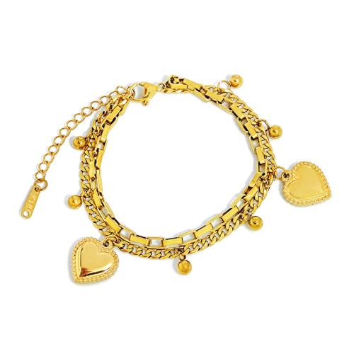 Titanium Steel Bracelet & Bangle, with 5cm extender chain, plated, Double Layer & fashion jewelry & for woman cm 
