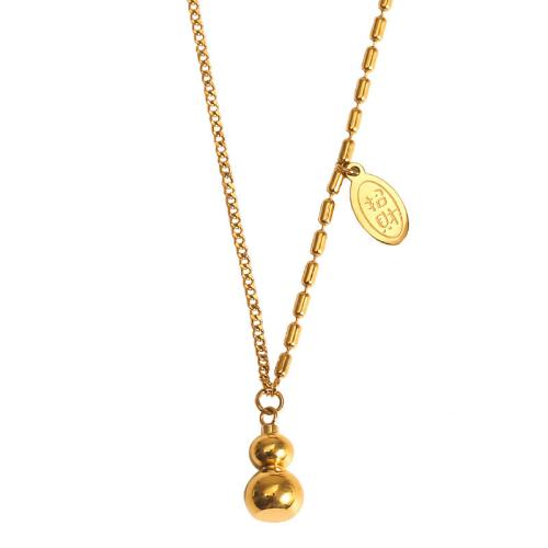 Titanium Steel Jewelry Necklace, 18K gold plated, fashion jewelry & for woman Approx 41-50 cm 
