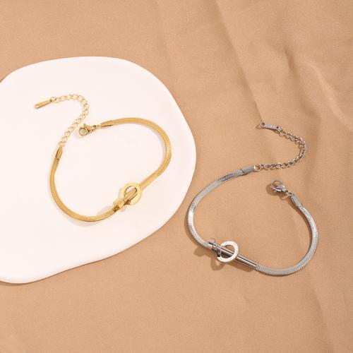 Titanium Steel Bracelet & Bangle, with 5cm extender chain, plated, fashion jewelry & for woman Approx 16 cm 