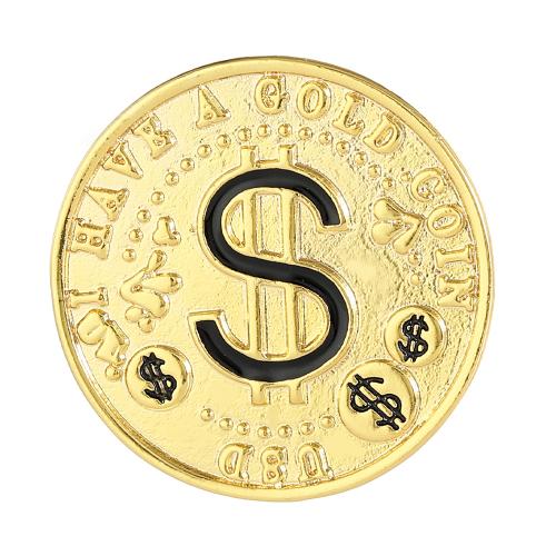 Broche émail, alliage de zinc, Rond, pour homme, doré, Vendu par PC