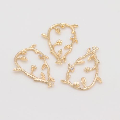 laiton Pendentif, avec zircon cubique, larme, 14K rempli d’or, DIY & creux, couleur originale, Vendu par PC[