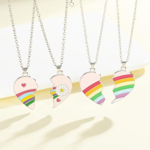 Zink Legierung Halskette, Zinklegierung, plattiert, 2 Stück & unisex & verschiedene Muster für Wahl & Emaille, originale Farbe, verkauft von setzen[