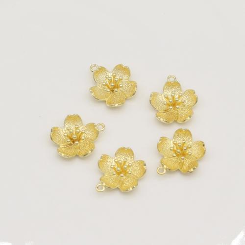 laiton Pendentif, fleur, Placage, DIY, doré, Vendu par PC[