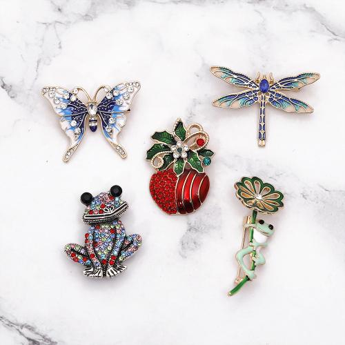 Rhinestone Zinc Alloy Brooch, plated, use for DIY cell/Key chain/Headdress/brooch & Unisex & enamel & with rhinestone, original color 