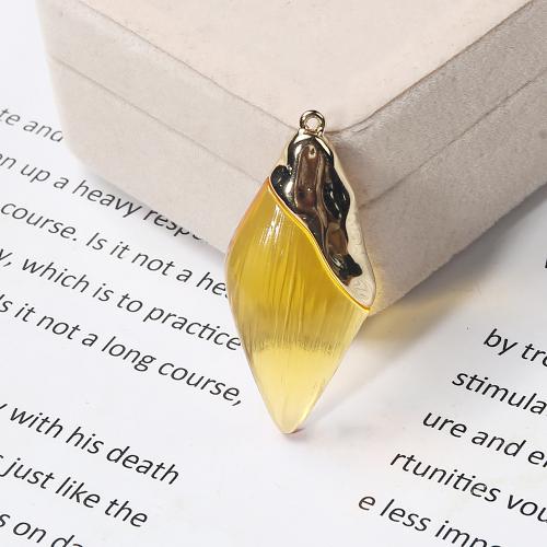 Resin Zinc Alloy Pendants, with Resin, Rhombus, gold color plated, DIY, two different colored 