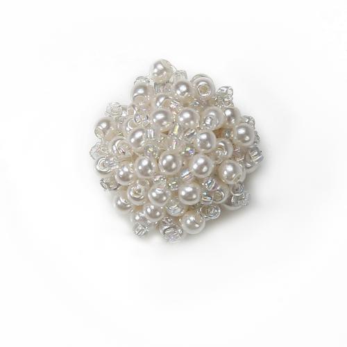 Messing Ohrstecker, mit Kunststoff Perlen, Blume, plattiert, Modeschmuck, gemischte Farben, 23.7x12.26x24.36mm, verkauft von Paar