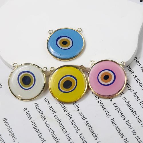 Bijoux pendentifs en laiton, avec résine, Rond, Placage, DIY & émail & double trou, plus de couleurs à choisir Vendu par PC