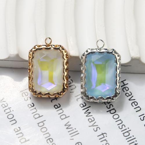 Resin Zinc Alloy Pendants, with Resin, Square, plated, DIY 