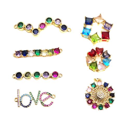 Цирконий Микро вымощает Латунный разъем, Латунь, плакирован золотом, DIY & разные стили для выбора & инкрустированное микро кубического циркония, продается PC