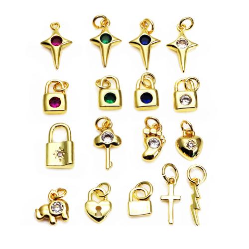 キュービックジルコニアマイクロパヴェブラスペンダント, 銅, ゴールドメッキ, DIY & 異なるスタイルを選択 & マイクロパヴェジルコニア, 売り手 パソコン