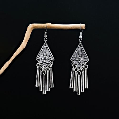 alliage de zinc Boucle d'oreille goutte, Placage, style folk & styles différents pour le choix & pour femme, earring length 60-83mm, Vendu par paire