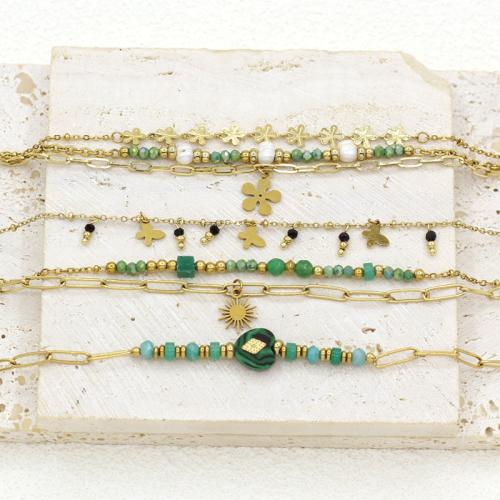 acero inoxidable 304 Pulsera, con Perlas cultivadas de agua dulce, chapado en color dorado, Joyería, más colores para la opción, Vendido por UD