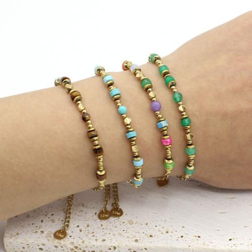 acero inoxidable 304 Pulsera, con Piedra natural, chapado en color dorado, Joyería, más colores para la opción, Vendido por UD