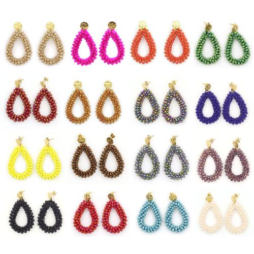 Acier inoxydable 304 Boucle d'oreille goutte, avec cristal, Placage de couleur d'or, bijoux de mode, plus de couleurs à choisir, Vendu par paire