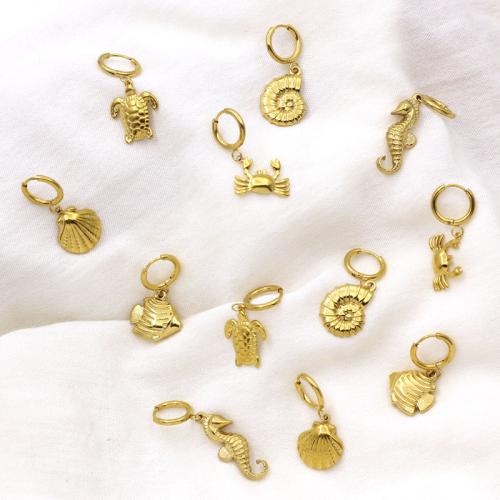 304 Stainless Steel Lever Back Earring, Animal, gold color plated, fashion jewelry, gold 