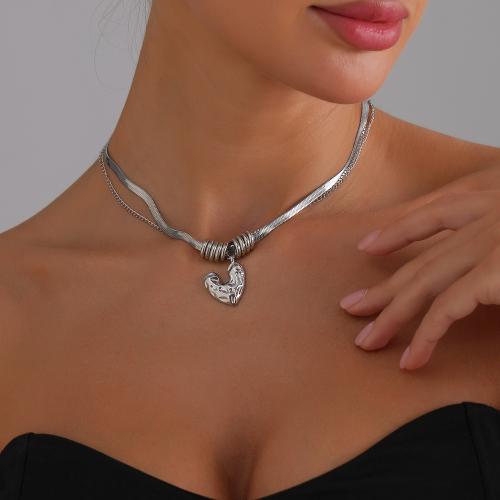 Zinklegierung Halskette, goldfarben plattiert, Modeschmuck, Silberfarbe, verkauft von PC[