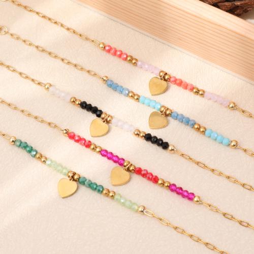 acero inoxidable 304 Pulsera, con Hematite & Cristal, chapado en color dorado, Joyería, más colores para la opción, Vendido por UD