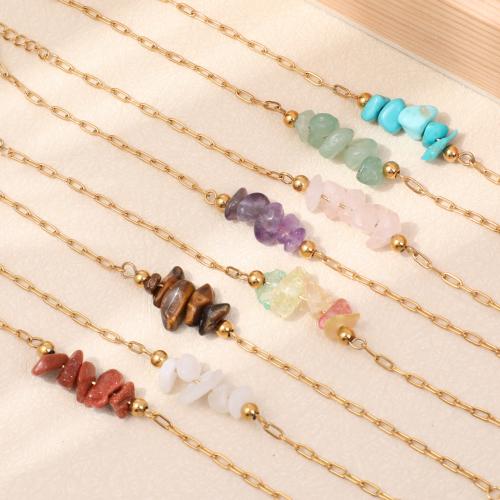 acero inoxidable 304 Pulsera, con Grava natural, chapado en color dorado, Joyería, más colores para la opción, Vendido por UD