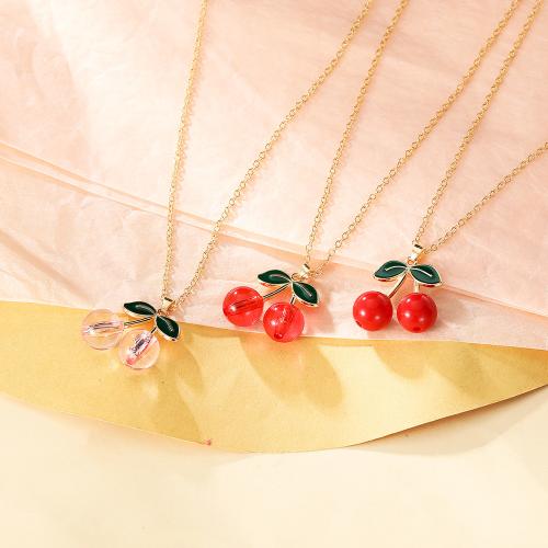 Enamel Zinc Alloy Necklace, with Acrylic, gold color plated, fashion jewelry & for woman 