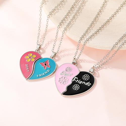 Enamel Zinc Alloy Necklace, plated, 2 pieces & Unisex original color 