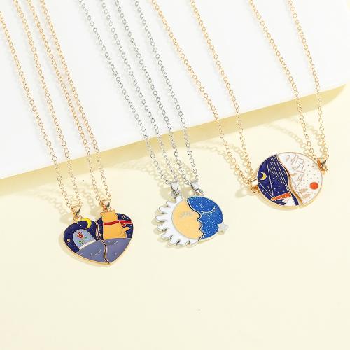 Enamel Zinc Alloy Necklace, plated, 2 pieces & Unisex 
