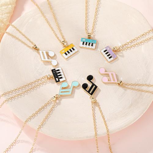 Enamel Zinc Alloy Necklace, gold color plated & for woman 