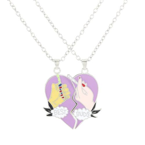 Enamel Zinc Alloy Necklace, plated, 2 pieces & Unisex, original color 