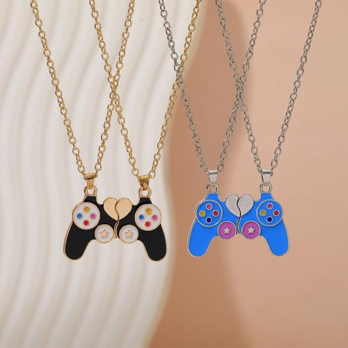 Enamel Zinc Alloy Necklace, plated, 2 pieces & Unisex 
