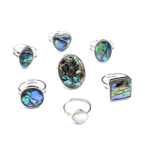Abalone Shell Finger Ring, with 304 Stainless Steel, fashion jewelry 