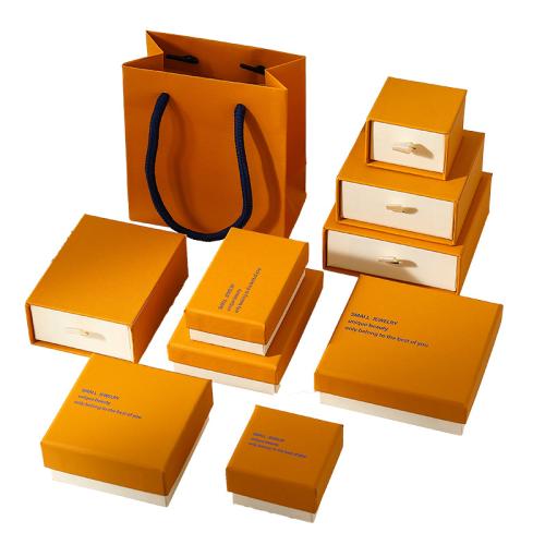 Boîte Cadeau de bijoux, carton, avec Éponge, normes différentes pour le choix & styles différents pour le choix, Jaune, Vendu par PC