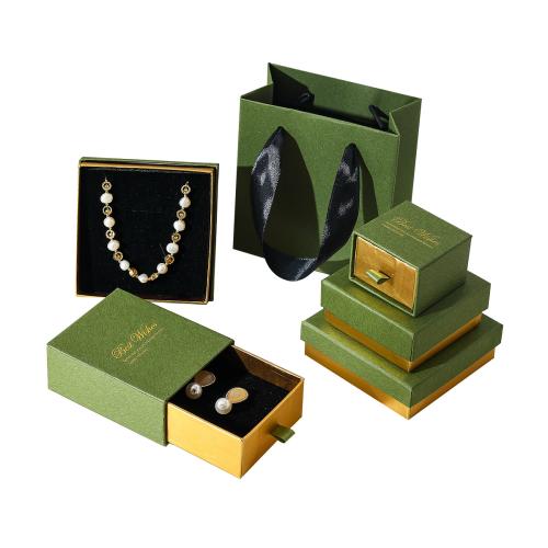 Boîte Cadeau de bijoux, carton, normes différentes pour le choix & styles différents pour le choix, vert, Vendu par PC