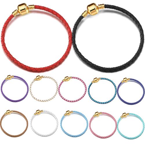 PU Leather Bracelet Cord, with Zinc Alloy, Unisex 3mm 