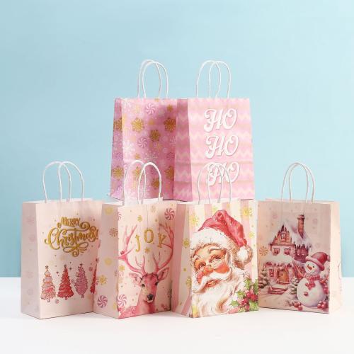 Bolso del regalo de la Navidad, Kraft, Impresión, diferentes patrones para la opción, 215x150x80mm, Vendido por UD