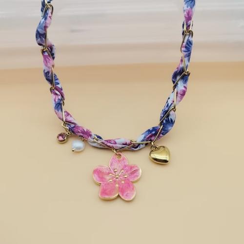 ステンレス鋼のジュエリーネックレス, 304ステンレススチール, とともに 天然有核フレッシュウォーターパール & ラインストーン, ゴールドメッキ, ファッションジュエリー & エナメル, 無色, 売り手 パソコン