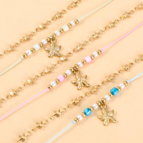 Acero inoxidable Pulsera con dijes, acero inoxidable 304, con Concha de perla, chapado en color dorado, Joyería, más colores para la opción, Vendido por UD