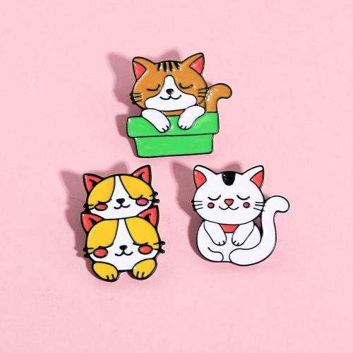 Broche émail, alliage de zinc, chat, unisexe & styles différents pour le choix, noire, Vendu par PC