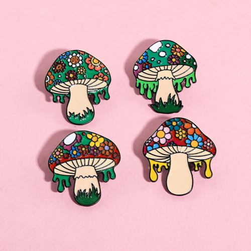 Broche émail, alliage de zinc, champignon, unisexe & modèles différents pour le choix, noire, Vendu par PC