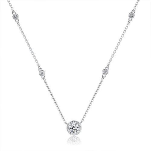Collier en laiton cubique Zircon Micro Pave, Placage, bijoux de mode & pavé de micro zircon, argent, 40+5cm, Vendu par PC