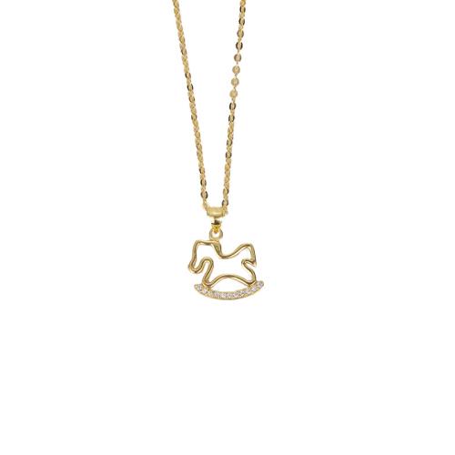 Collier en laiton cubique Zircon Micro Pave, cheval à bascule, Placage de couleur d'or, bijoux de mode & pavé de micro zircon, doré, 16+3cm, Vendu par PC