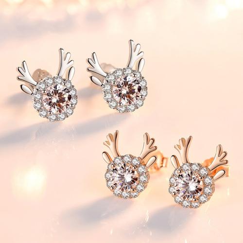 Befestiger Zirkonia Messing Ohrring, plattiert, Modeschmuck & Micro pave Zirkonia, keine, 7.8x8.7mm, verkauft von Paar