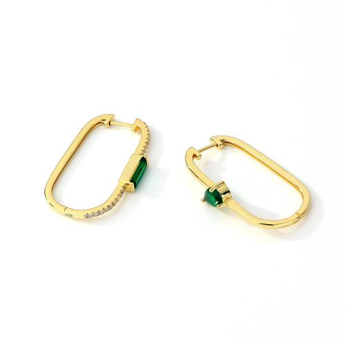 Cubic Zirconia Micro Pave Brass Earring, plated, fashion jewelry & micro pave cubic zirconia, two different colored, 35mm 