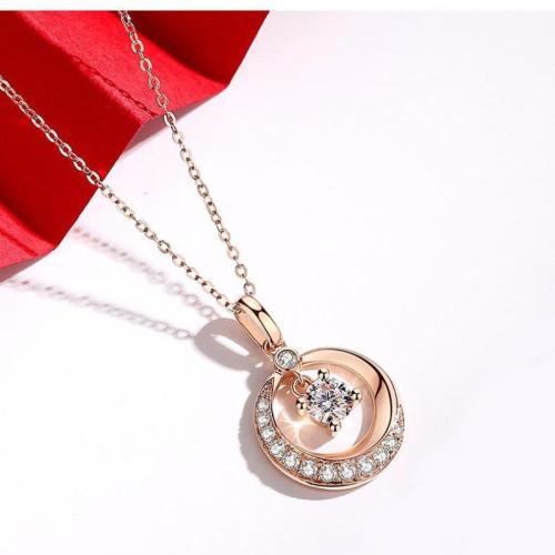 Collier en laiton cubique Zircon Micro Pave, Placage, bijoux de mode & pavé de micro zircon, couleur or rose Environ 40 cm, Vendu par PC