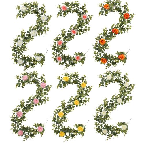 Artificial Plant, Plastic, with Silk Flower, Rose 1850mm 