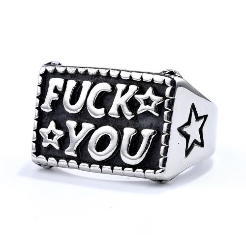 Acier inoxydable 304 bague, Lettre d’alphabet, poli, unisexe & normes différentes pour le choix & noircir, couleur originale .5, Vendu par PC