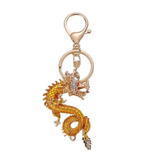 Rhinestone Zinc Alloy Key Chain, Dragon, plated, enamel & with rhinestone 