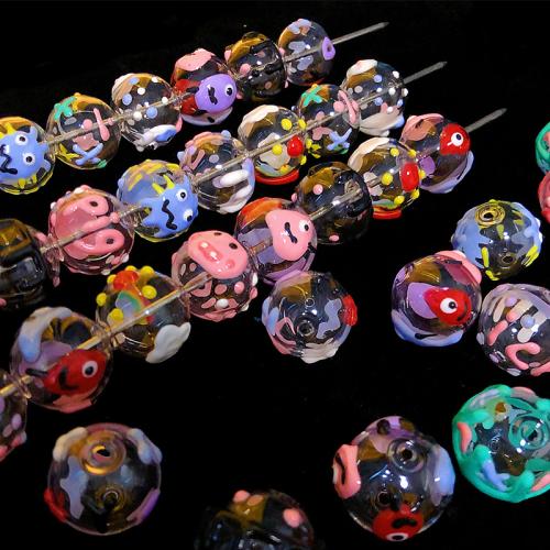 Glass Beads, Round, Hand-Painted Enamel Glaze & DIY Approx 3mm 