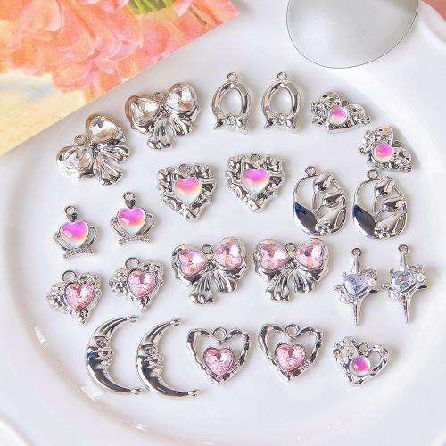 Glas Zink Legierung Anhänger, Zinklegierung, mit Glas, plattiert, DIY & verschiedene Stile für Wahl, verkauft von PC