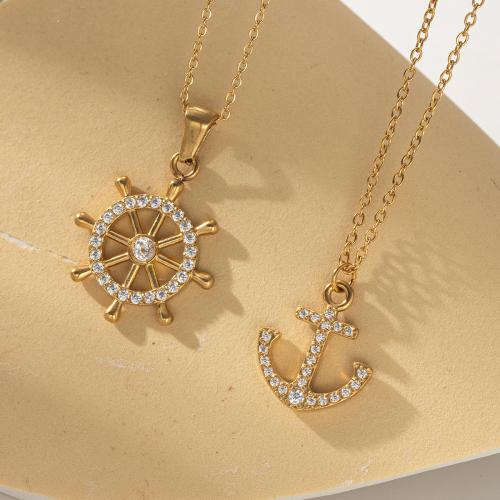 ステンレス鋼のジュエリーネックレス, 304ステンレススチール, ゴールドメッキ, ファッションジュエリー & ライン石のある, 無色, 売り手 パソコン