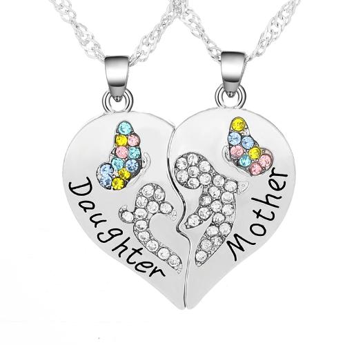 alliage de zinc collier, Placage, 2 pièces & pour femme & avec strass, couleur originale, Vendu par fixé